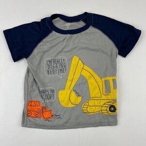 Just One You Carters Sleep Tshirt Boys Size 4T Gray Blue Bulldozer Short Sleeve